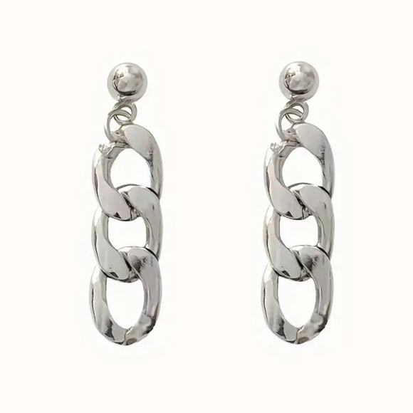 Silver Chain Link Earrings - Picture 1 of 1